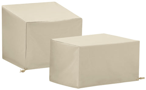 2Pc Outdoor Furniture Cover Set Tan - Chair & Square Table/Ottoman