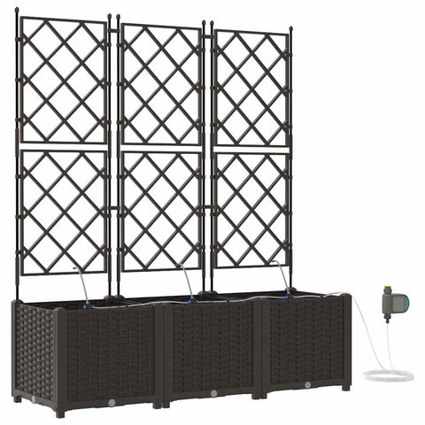 vidaXL Garden Planter 3 pcs Brown Steel, Sleek Steel Planter Box, Tough Garden Decor, Rectangular Flower Holder, Urban Gardening, Balcony Fun