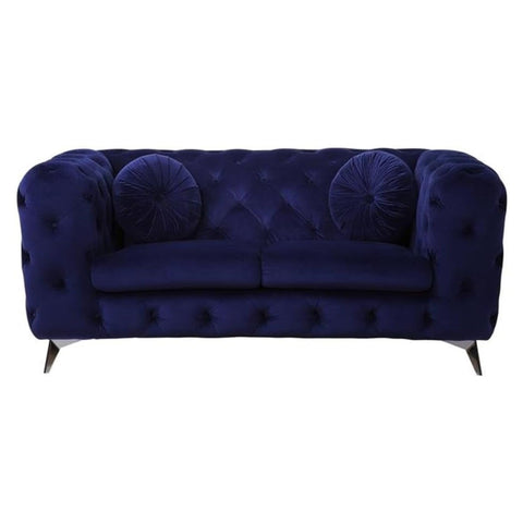 Oakestry Atronia Loveseat Blue Fabric Upholstered Durable Modern Transitional Living Room Furniture Compact Two Seater Elegant Accent Sofa Stylish Premium Home Décor Seating Contemporary Design