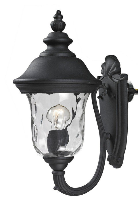 Z-Lite 533S-BK Armstrong Outdoor Wall Light, Aluminum Frame, Black Finish and Clear Water Glass Shade of Glass Material