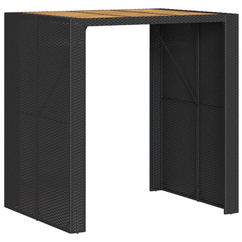 vidaXL Patio Table - Acacia Wood Top Outdoor Dining Table in Black Poly Rattan - 41.3"x31.5"x43.3" for Garden, Patio, Deck