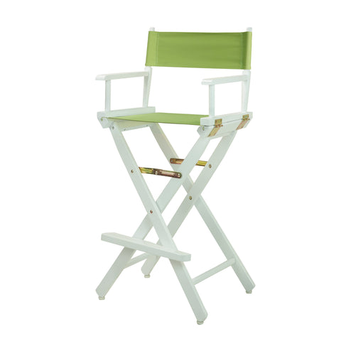 Casual Home Director's Chair, 30"-Bar Height, WhiteFrame/Lime Green Canvas