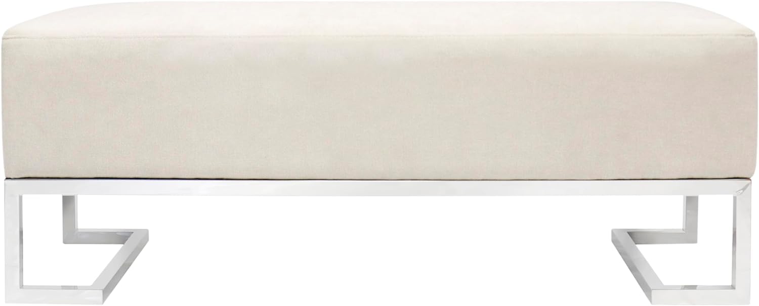 Pasargad Home Luxe Upholstered Bench, Ivory