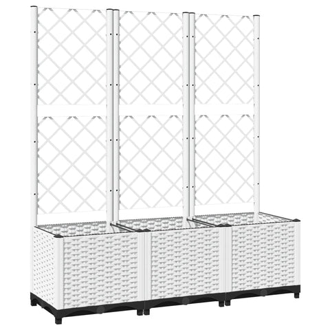 vidaXL Garden Planter with Trellis - White Polypropylene, Large Rectangular Planter for Climbing Plants - 47.2"x15.7"x53.5"