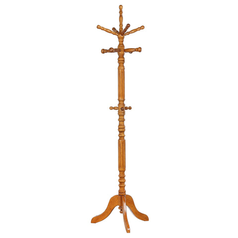 Coaster Home Furnishings Achelle Entryway 11-Hook Freestanding Coat Rack Hat Hanger Sturdy Wooden Hall Tree Clothing Stand Golden Brown 900759