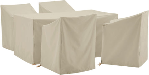 5Pc Outdoor Dining Furniture Cover Set Tan - 4 Dining Arm Chairs & 1 Dining Table