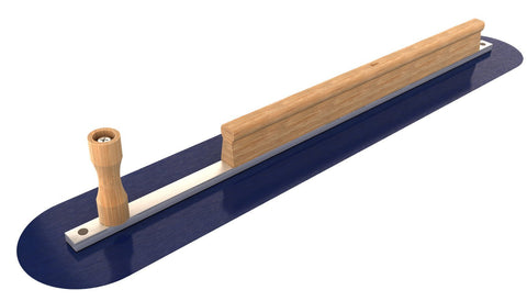 Bon Round End Darby 30 in. Blue Steel with Knob and Rail Handle for Smooth, Seamless Concrete and Plaster Finishing