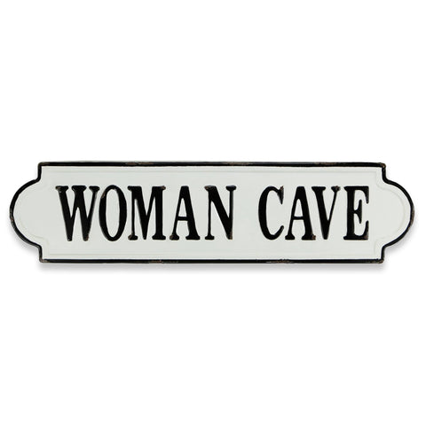Cheungs Lacquered White Metal Wall Woman Cave Decorative Sign