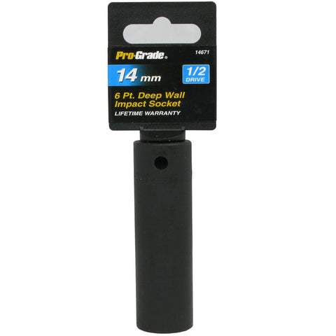 Pro-Grade 14671 1/2-Inch Drive with 6 Point Deep 14mm Impact Socket