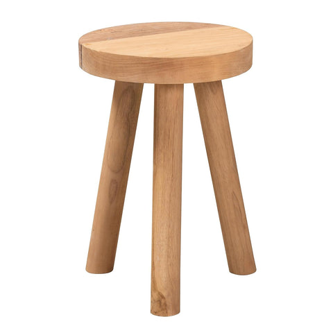 Baxton Studio Terah Teak Wood Footstool Ottoman, Natural Brown