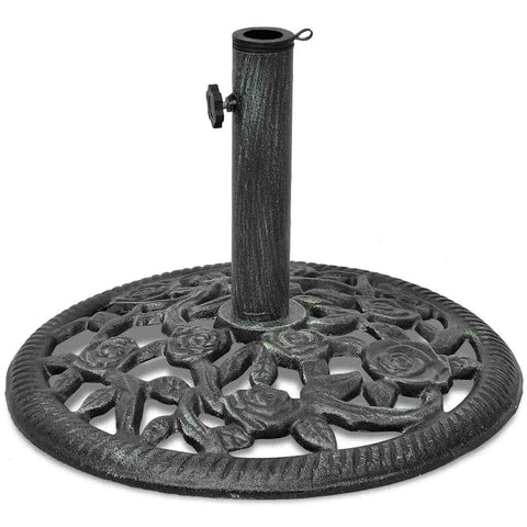 vidaXL 26.5lb Round Umbrella Base for Outdoor, Deck, Patio Parasol Base for 1.4"/1.5"/1.9" Pole Sizes, Heavy-Duty Cast Iron, Classic Design, Ã˜18.9"x13" Black and Green
