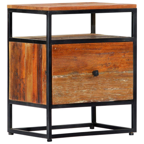vidaXL Mid-Century Elegant Bedside Cabinet/Nightstand â€“ 15.7"x11.8"x19.7", Made from Durable Solid Reclaimed Wood and Powder-Coated Steel â€“ Brown