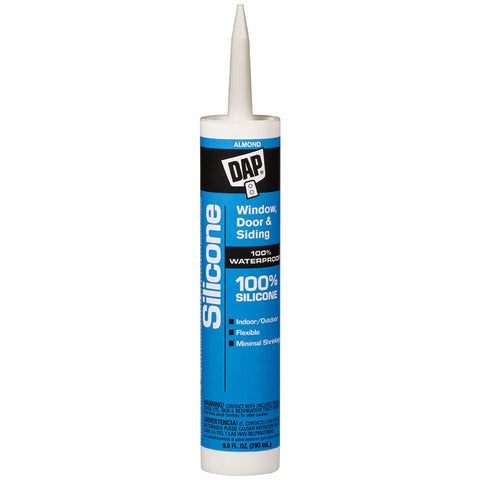 DAP 08649 10.1-Ounce Window and Door 100% Silicone Rubber Sealant, Almond