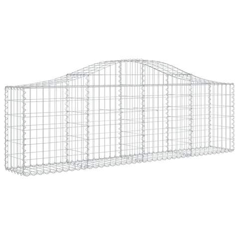 vidaXL Arched Gabion Basket Outdoor Wall Barrier, Galvanized Iron Construction, Equipped with Sturdy Gabion Hooks, 78.7"x11.8"x23.6"/31.5" Dimensions - Silver