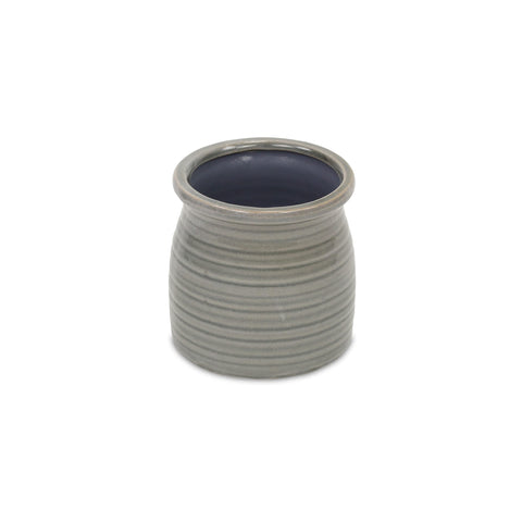 Cheungs Gray Curved Ceramic Planter