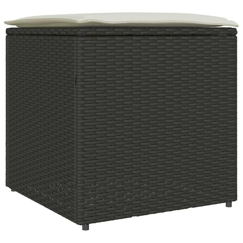 vidaXL Cushion Box Black 19.69 x 19.69 x 19.69 in Poly Rattan, Trendy Garden Storage Ideas, Cool Patio Organizer, Weatherproof Utility Box, Tough Cushion Holder