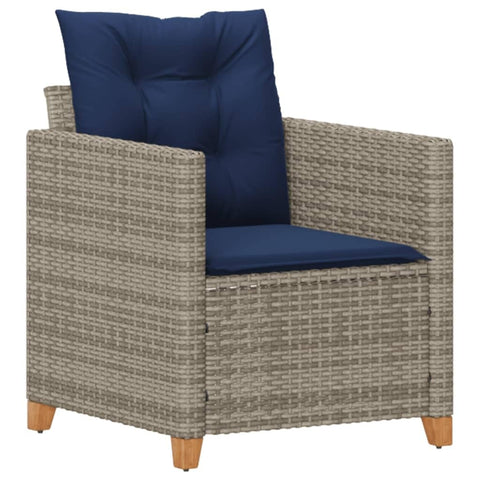 vidaXL Stylish Garden Chair with Grey Cushions - Durable, UV Resistant PE Rattan & Powder Coated Steel Frame - Perfect for Patio, Balcony, or Comfortable Outdoor Seating