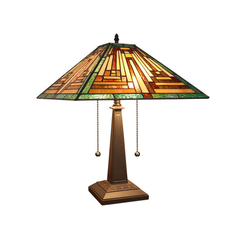 Chloe Lighting Firman Tiffany-Style 2-Light Mission Table Lamp 16" Shade
