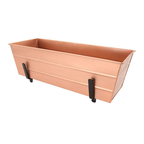 Achla Designs C20C-K6 Medium Copper Flower 2 x 6 Railings Window Box with Brackets