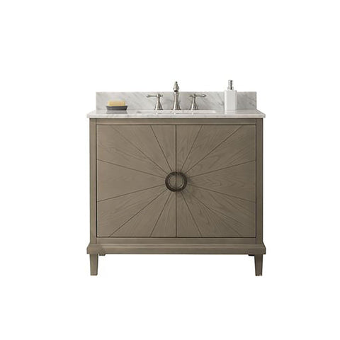Legion Furniture Indoor Bathroom Home Decorative 36" Antique Gray Oak Vanity with Carrara White Top
