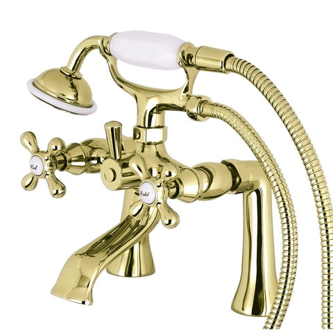 Kingston Brass KS268PB Kingston Clawfoot Tub Faucet with Hand Shower, Polished Brass