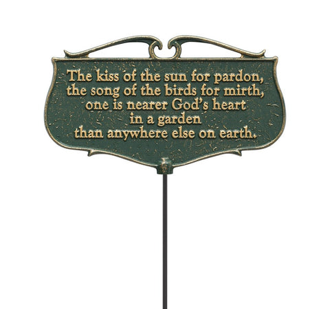 Whitehall Products "The Kiss of The Sun..." Garden Poem Sign, Green/Gold, Aluminum