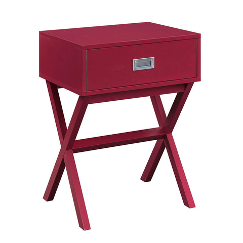 Convenience Concepts Designs2Go Landon End Table 19" - Modern Side Accent with Storage Drawer for Transitional, Contemporary Living & Family Room, Cranberry Red