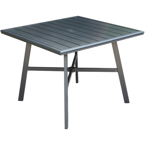 Hanover 38" Square Outdoor Dining Table, Commercial-Grade Aluminum Slat-Top Table with Rustproof Gunmetal Finish, All-Weather Patio Table for Deck, Backyard, Garden