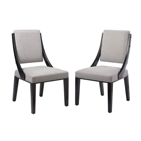 Modway Cambridge Solid Wood and Fabric Dining Chairs in Light Gray (Set of 2)