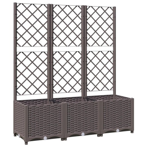 vidaXL Garden Planter with Trellis – Brown Polypropylene Outdoor Box for Balcony/Terrace – 47.2"x15.7"x53.5"