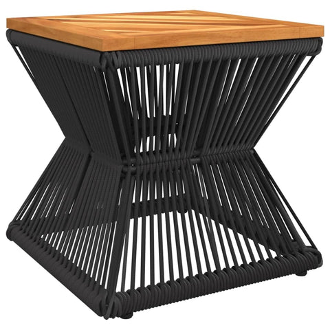vidaXL Coffee Table - Black Acacia Wood/Steel Base - Contemporary Square Accent Table for Living Room/Patio - 15"x15"x15"