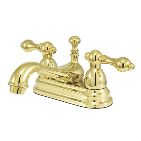 Kingston Brass KS3602AL Restoration 4-Inch Centerset Lavatory Faucet with Metal lever handle, Polished Brass