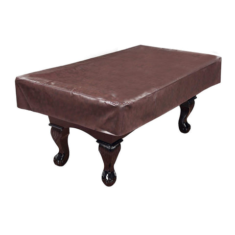 Hathaway 8 Foot Pool Table Cover Fitted – Brown Leatherette Billiard Table Cover with Cotton Lining and Reinforced Seams – Dust and Spill Protection for Game Room Tables