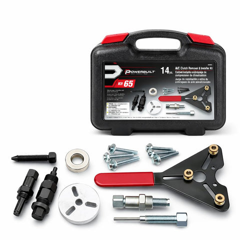 Powerbuilt Air Conditioning Clutch Remove and Install Tool kit, AC Compressor Clutches Remover and Installer, Holding Tools, Storage Case - 948995,Silver