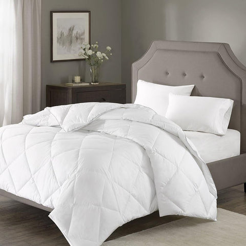 Oakestry 1000 Thread Count Bedding Modern All Season Comforter Hypoallergenic Down Alternative Diamond Quilted Solid Lightweight Bedding, Full/Queen, White