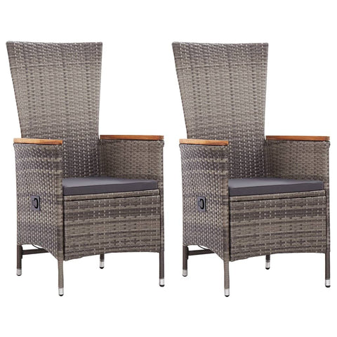 Oakestry Armchair Set of 2 Grey PE Rattan Standard Height-Adjustable â€“ Outdoor Patio Seating, Weather Resistant Furniture