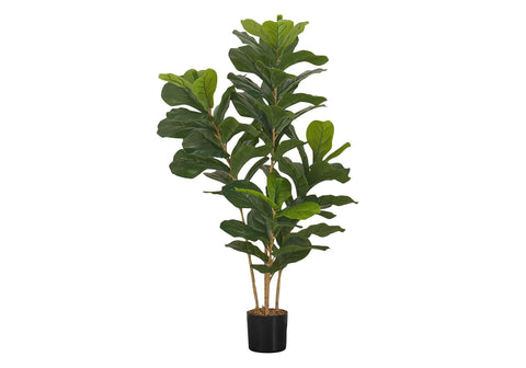 Monarch Specialties I 9540 Artificial Plant, 41" Tall, Fiddle Tree, Indoor, Faux, Fake, Floor, Greenery, Potted, Real Touch, Decorative, Green Leaves, Black Pot