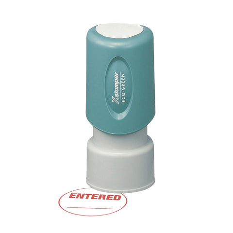 Shachihata Xstamper(R) One-Color Specialty Stamp, Round, "Entered", Red (11418)