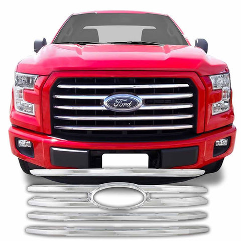Fits 2015 Ford F150 XLT-Chrome Grille Overlay