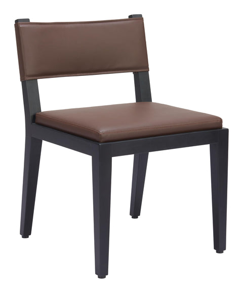 Zuo Roxas Dining Chair (Set of 2) Brown, Brown Dining Chair, Plush and Durable Faux Leather Fabric, Plywood, Indoor Dining, 20.1" W x 20.5" D x 29.9" H