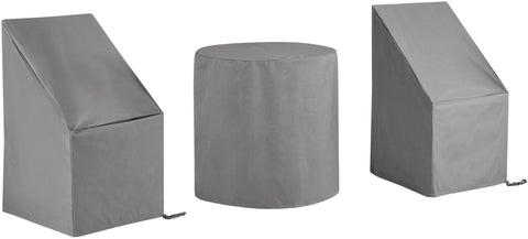 3Pc Outdoor Bistro Furniture Cover Set Gray - 2 Dining Side Chairs & 1 Bistro Table