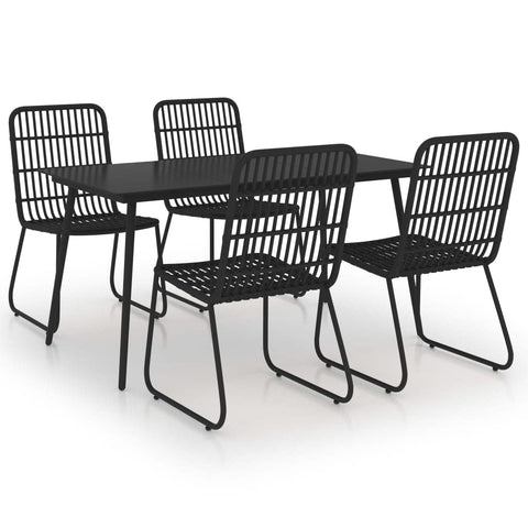 vidaXL Patio Dining Set 5 Piece Garden Dinner Dinette Table Chair Balcony Backyard Terrace Outdoor Home Seating Furniture Poly Rattan and Glass