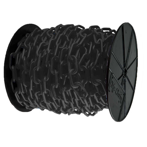 Mr. Chain Plastic Barrier Chain on a Reel, HDPE, 3"x60', #10, 76mm, Black