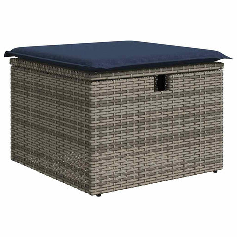 vidaXL Garden Stool Grey 21.65 x 21.65 x 14.57 in Poly Rattan, Garden and Patio, Durable Modern Stool, Rectangular Outdoor Seating, Backless Bench, Minimalist Furniture, Outdoor Gatherings