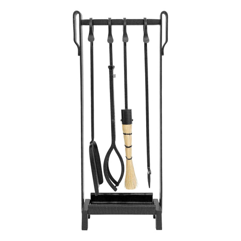 Oakestry Shepherd's Hook Inline Fireplace Tool Set Poker Shovel Tongs Brush Stand Hearth Accessory
