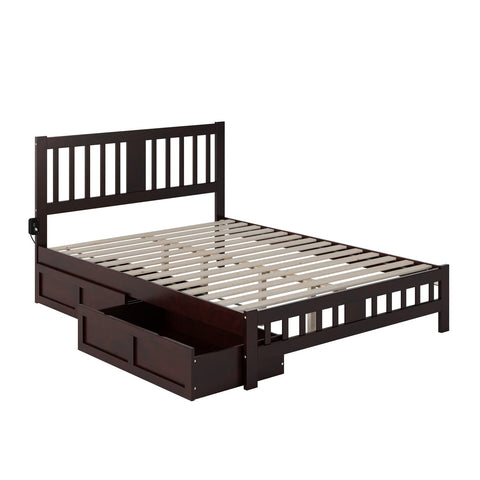 Tahoe Queen Bed with Footboard and 2 Drawers in Espresso