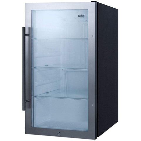 Summit 19” Beverage Center, 3.13 cu.ft. Capacity, Outdoor Refrigerator, Shallow Depth, ADA Compliant, Stainless Steel & Glass- SPR489OSADA