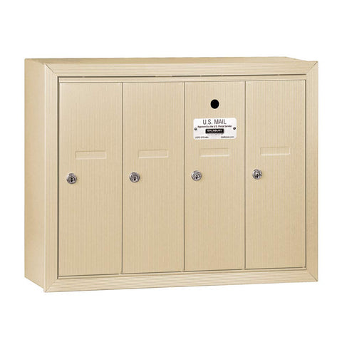 Salsbury Industries 3504SSU Surface Mounted Vertical Mailbox with USPS Access and 4 Doors, Sandstone