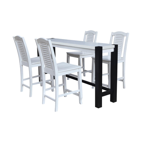 International Concepts Solid Wood Tall Accent Table with 4 Counter Height Stools - Multi-Color