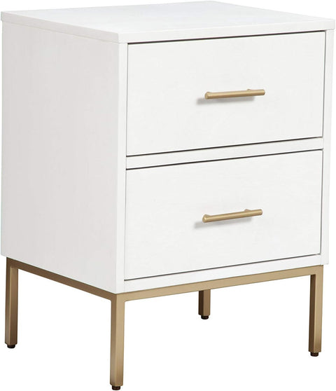 Madelyn 2-Drawer Mahogany and Veneer Nightstand, White